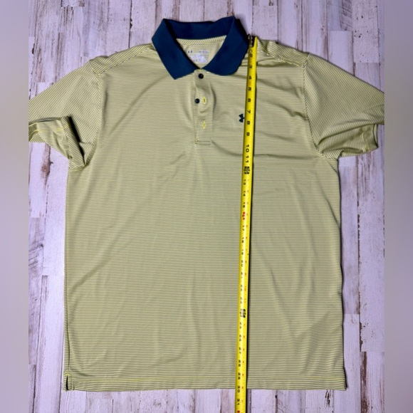Under Armour Polo Shirt Mens Xl Green Stripe Graphic Performance Loose Heatgear - Picture 6 of 9